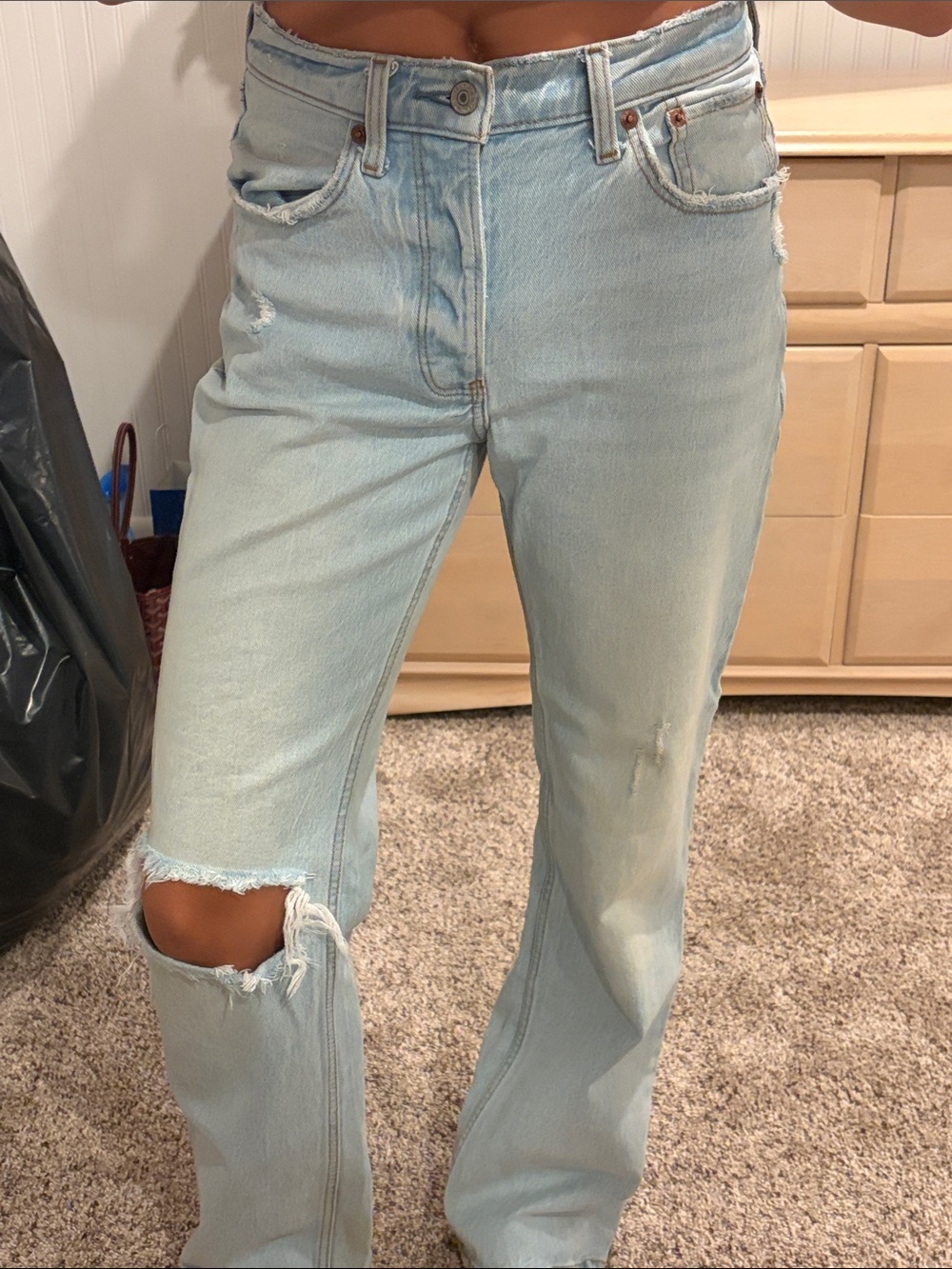 Abercrombie & Fitch Light Blue Distressed Flare Jeans